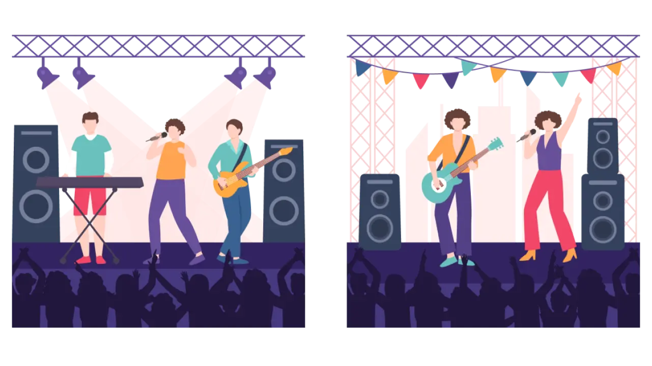 バンドのライブのイラスト