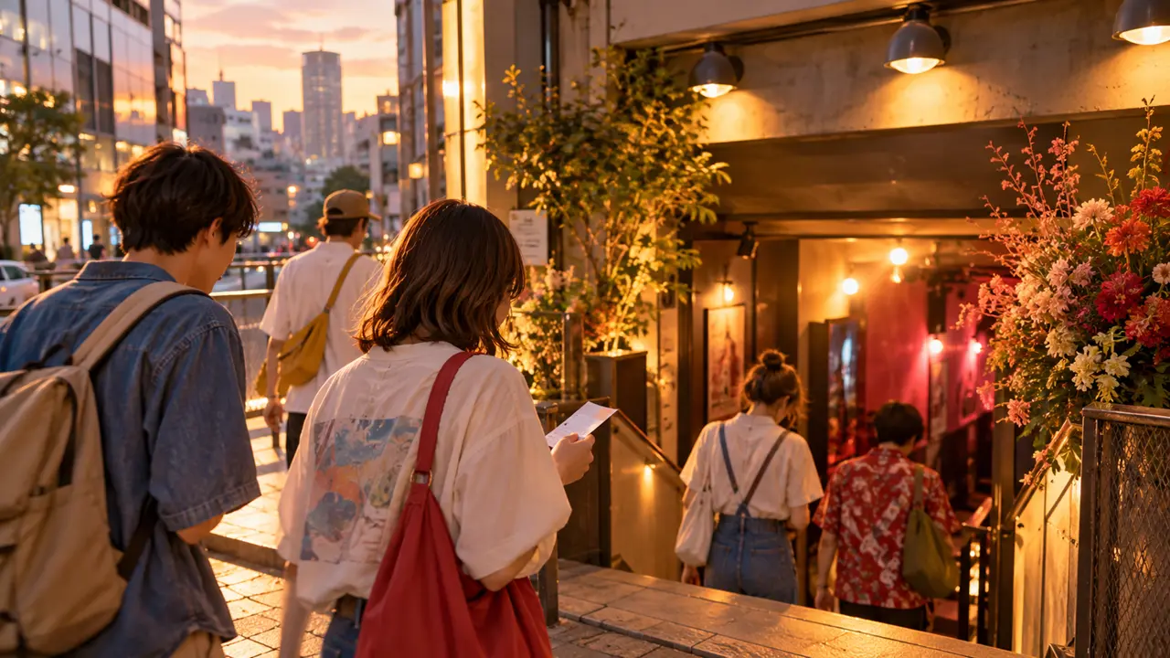 ライブハウスへ入っていく人々