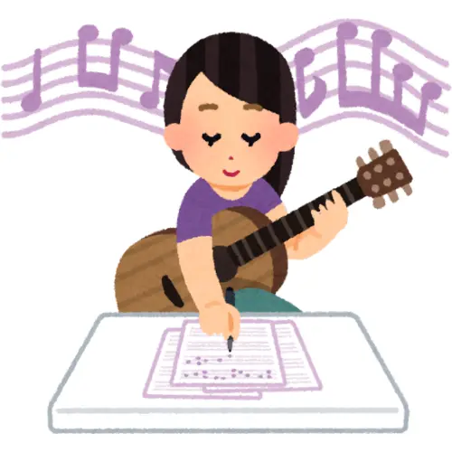 作曲をする女の人のイラスト