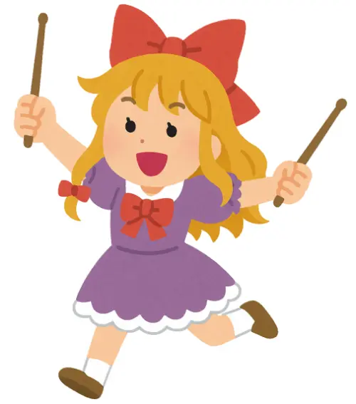 東方アレンジバンドのドラマーのイラスト（女の子）
