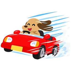 風を切る犬の赤いスピードカー