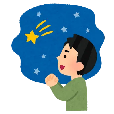 流れ星にお願いをする人