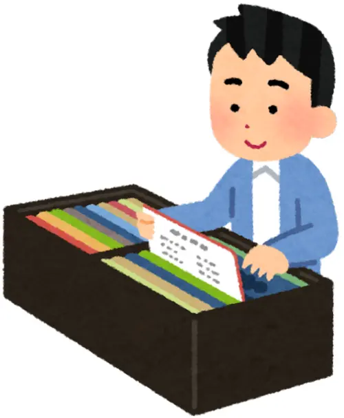 レコードを選ぶ人のイラスト