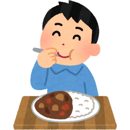 カレーライスを食べる人のイラスト
