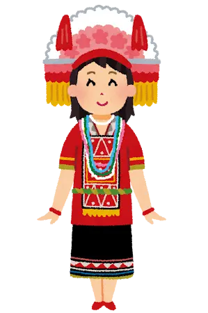 民族衣装を着た台湾の女性のイラスト