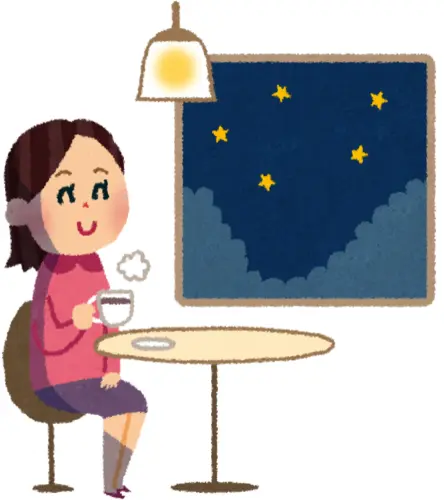ほっこりする女性のイラスト