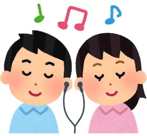 イヤホン共有のイラスト