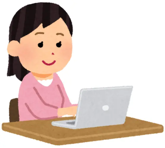 ネットショッピングをするお姉さんのイラスト