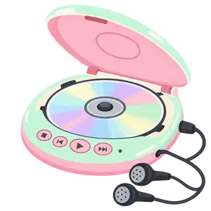 彩色 CD 隨身聽插畫