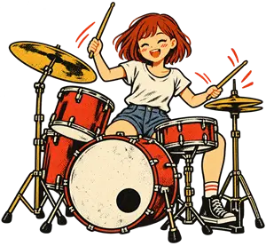 パンクポスター風の女の子ドラマー