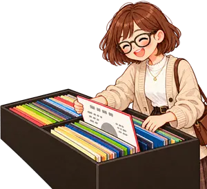 レコードを選ぶサブカル女子