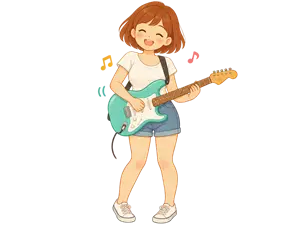 彈電吉他的年輕女性插畫